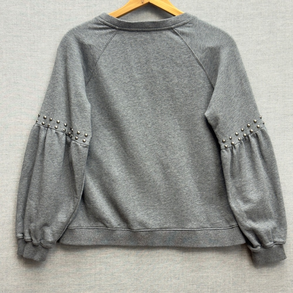 Anthropologie Current Air L.A. Studded Balloon Sleeve Sweatshirt Gray Size Small - Picture 5 of 9